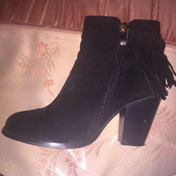 Black tassel autumn fall high heel booties - Picture 6 of 6